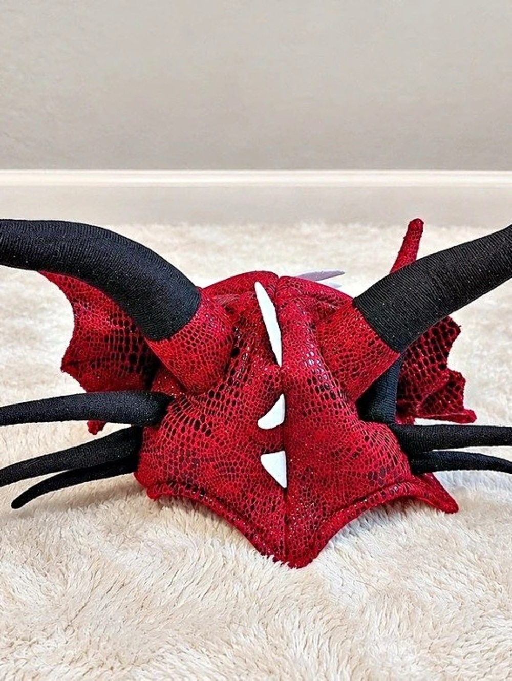 Horned Dragon Costume Hat in Red & Black - Shrek Character
